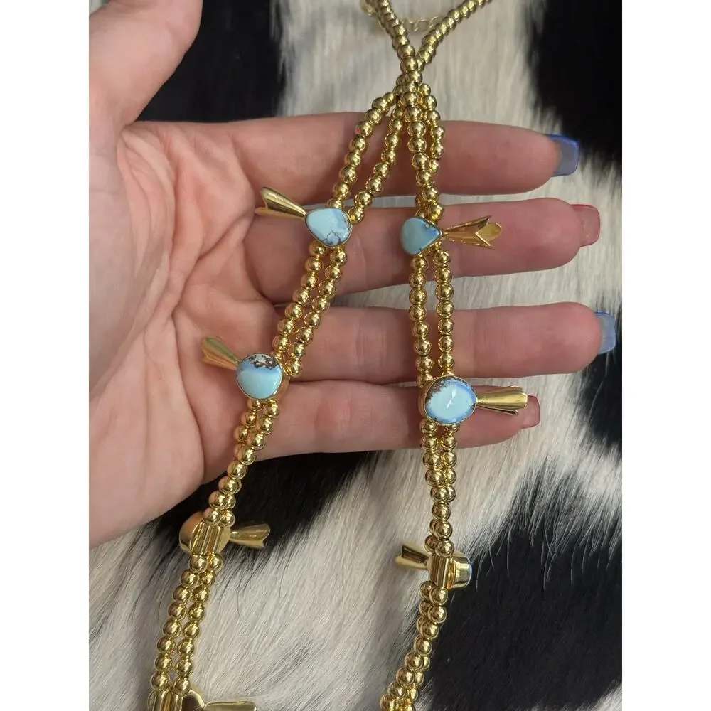 Affordable Golden Hills Turquoise Squash Blossom Necklace Gold on Sterling